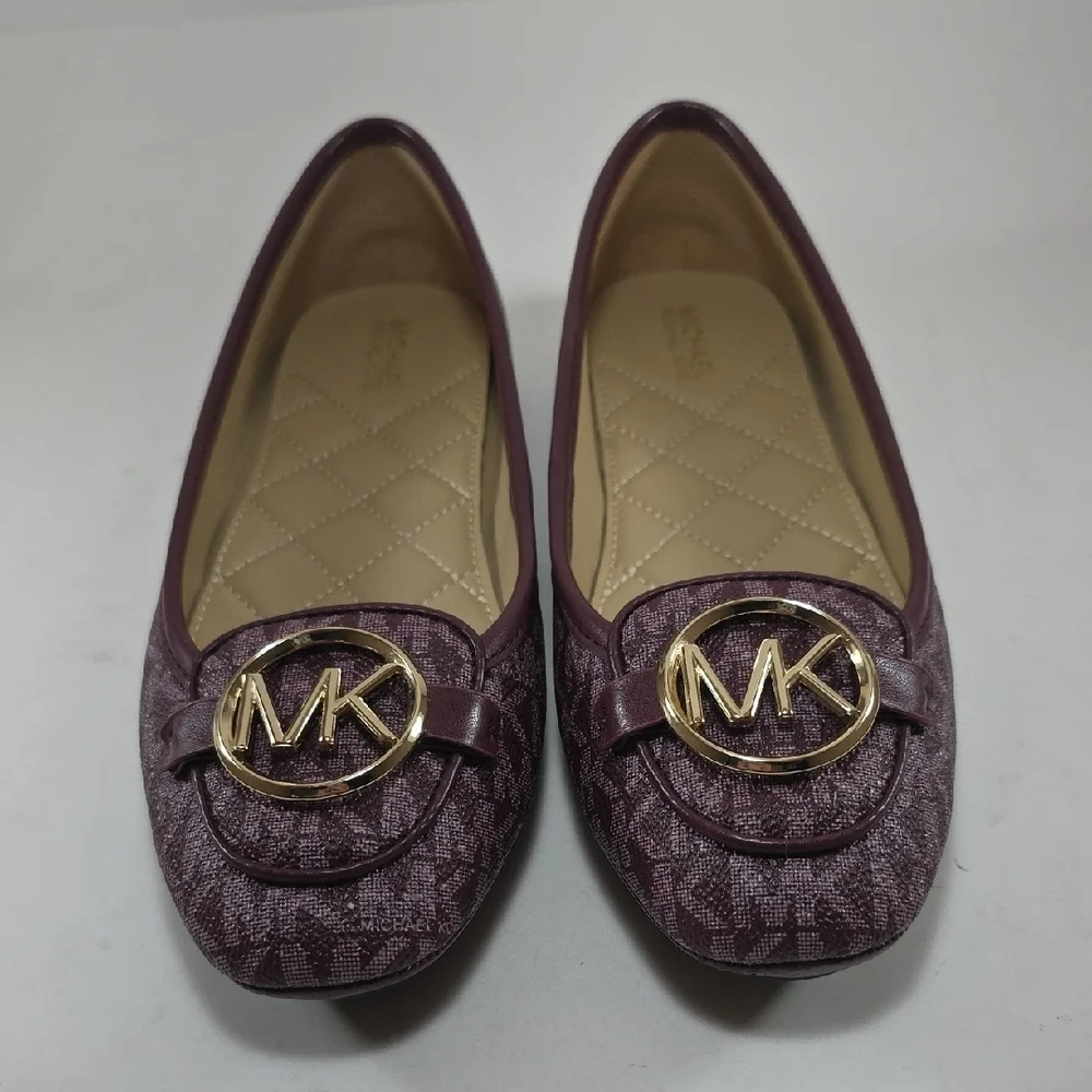 Michael Kors Lillie Merlot Flats with Gold Logo